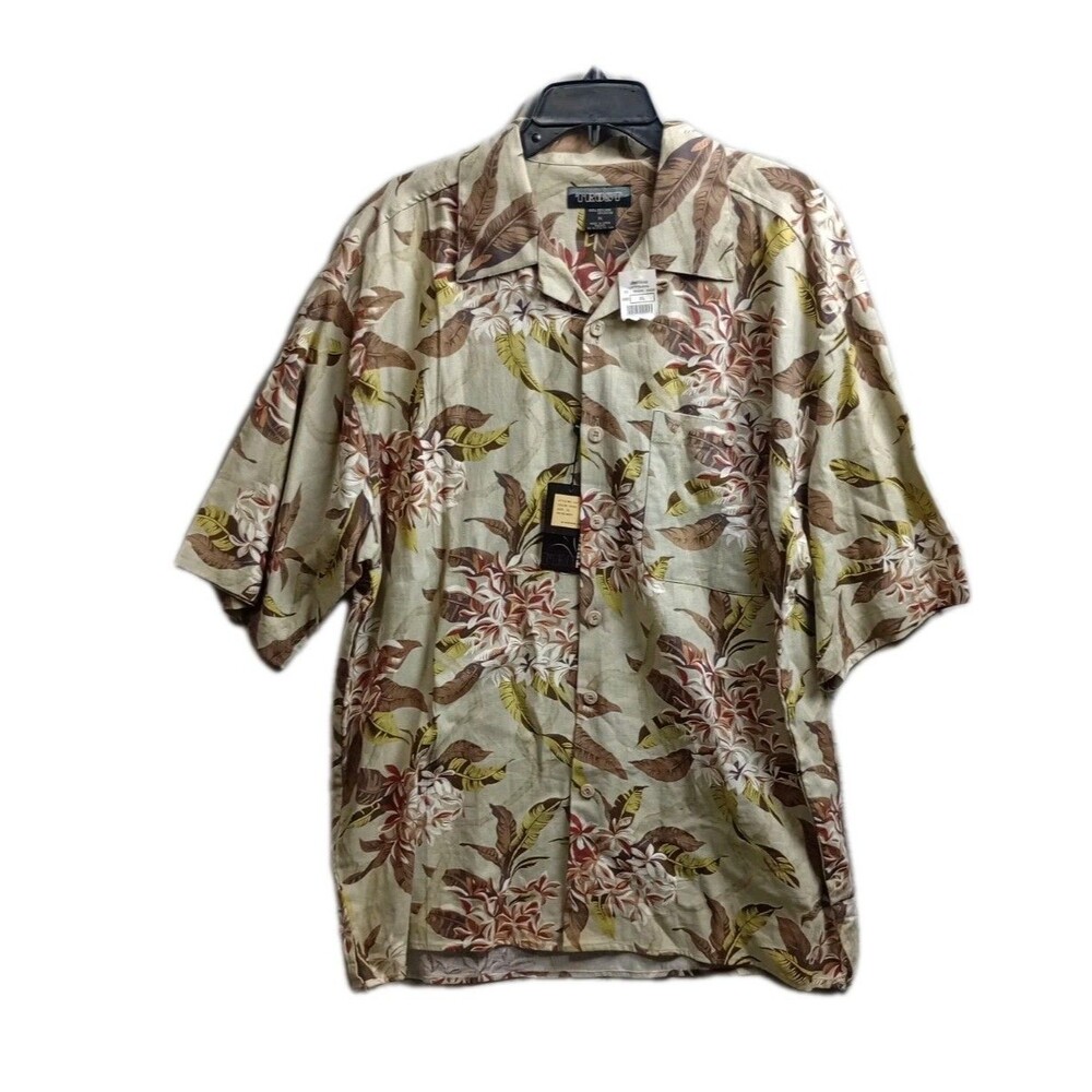 Trust Hawaiian Button Down Shirt Men's Sz XL Linen Blend Beach Vacation Resort